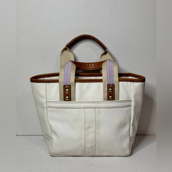 COACH MINI TOTE Brown Leather Accents - IVORY F10694 - Picture 8 of 13